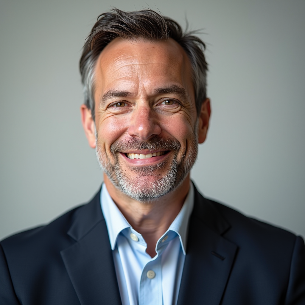 Professional headshot of senior editor in business attire against neutral background, representing editorial leadership and journalistic expertise